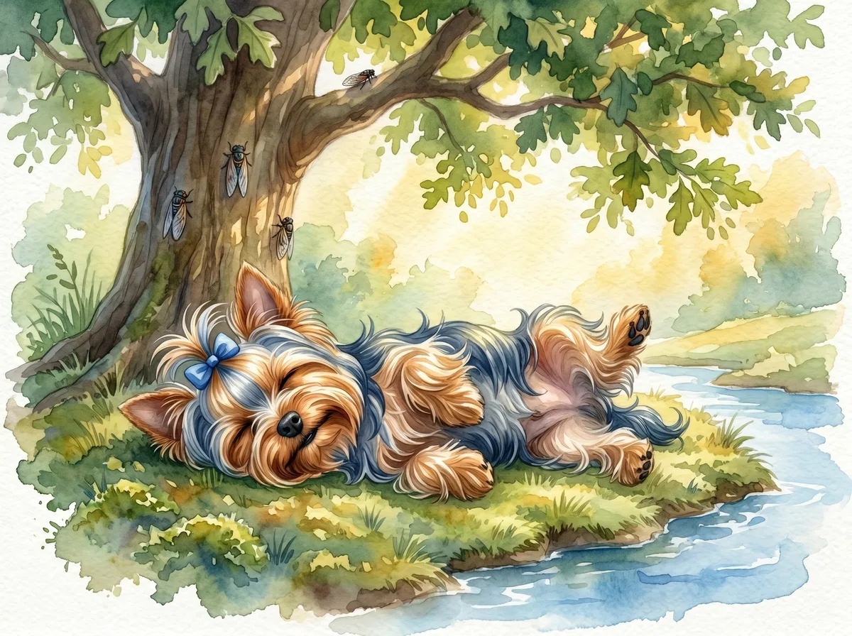 Yorkshire Terrier watercolor calendar month 8